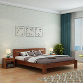 Maria Solid Sheesham Wood Bed Without Storage (King Size, Natural Finish)